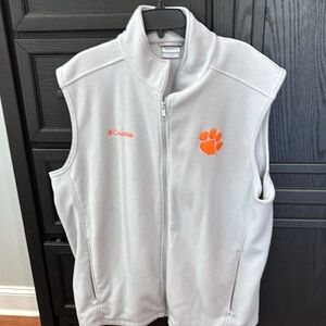 Columbia Light Gray Fleece Vest with Orange Logo